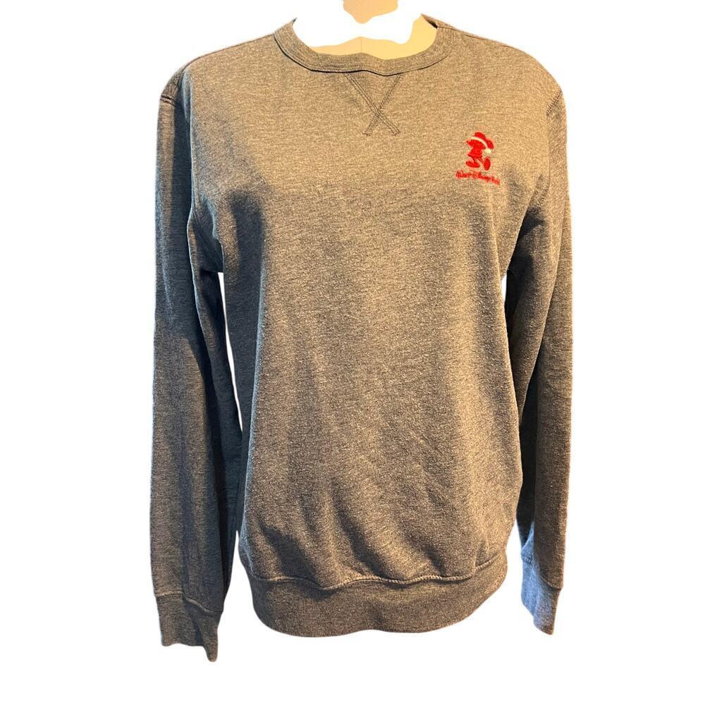 Disney Parks Walt Disney World Santa Hat Mickey Sweatshirt. Gray Size Small